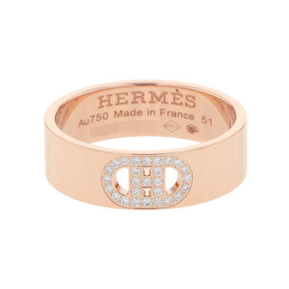HERMES H. Dunkle Ring Size PM/51/#11 18K Pink Gold