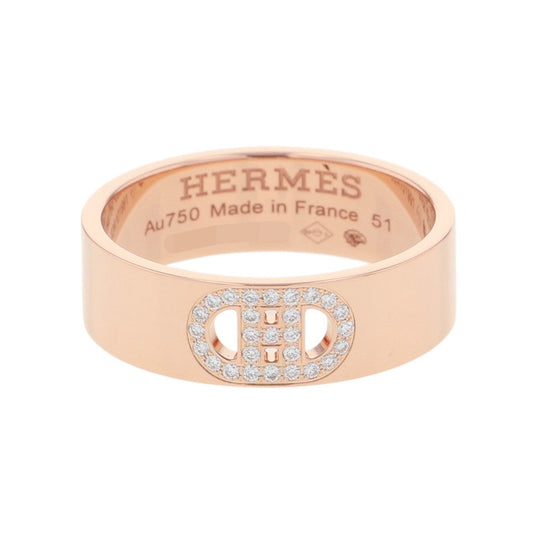 HERMES H. Dunkle Ring Size PM/51/#11 18K Pink Gold