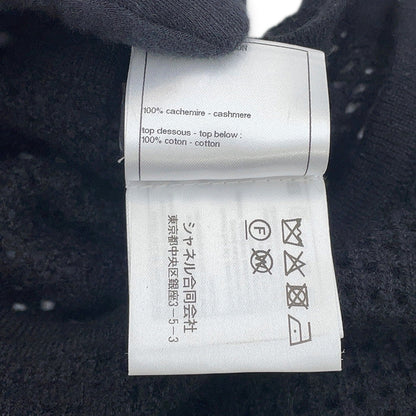 CHANEL Camisole T-shirt Size M Black/WhiteP72150-K10356-NA934 Cotton100% Cashmere100% Rhinestone
