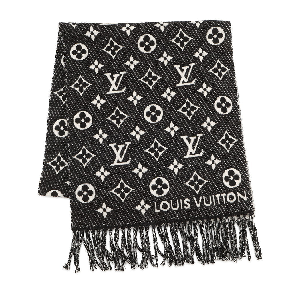 LOUIS VUITTON Echarpe LV to Jules NoirM77406 Silk52% Cashmere48%