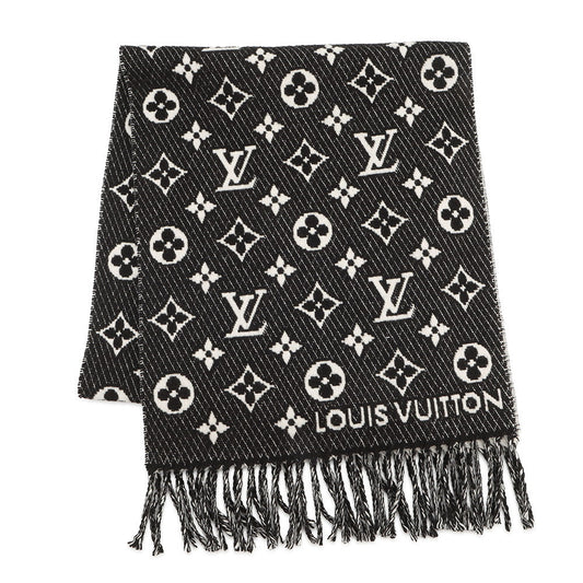 LOUIS VUITTON Echarpe LV to Jules NoirM77406 Silk52% Cashmere48%
