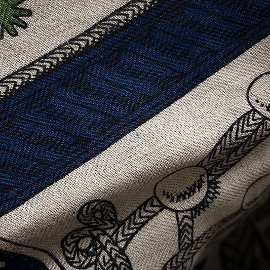 HERMES Giant Square Zuav and Dragon Size 140 Marine/Natural/Green Cashmere70% Silk30%