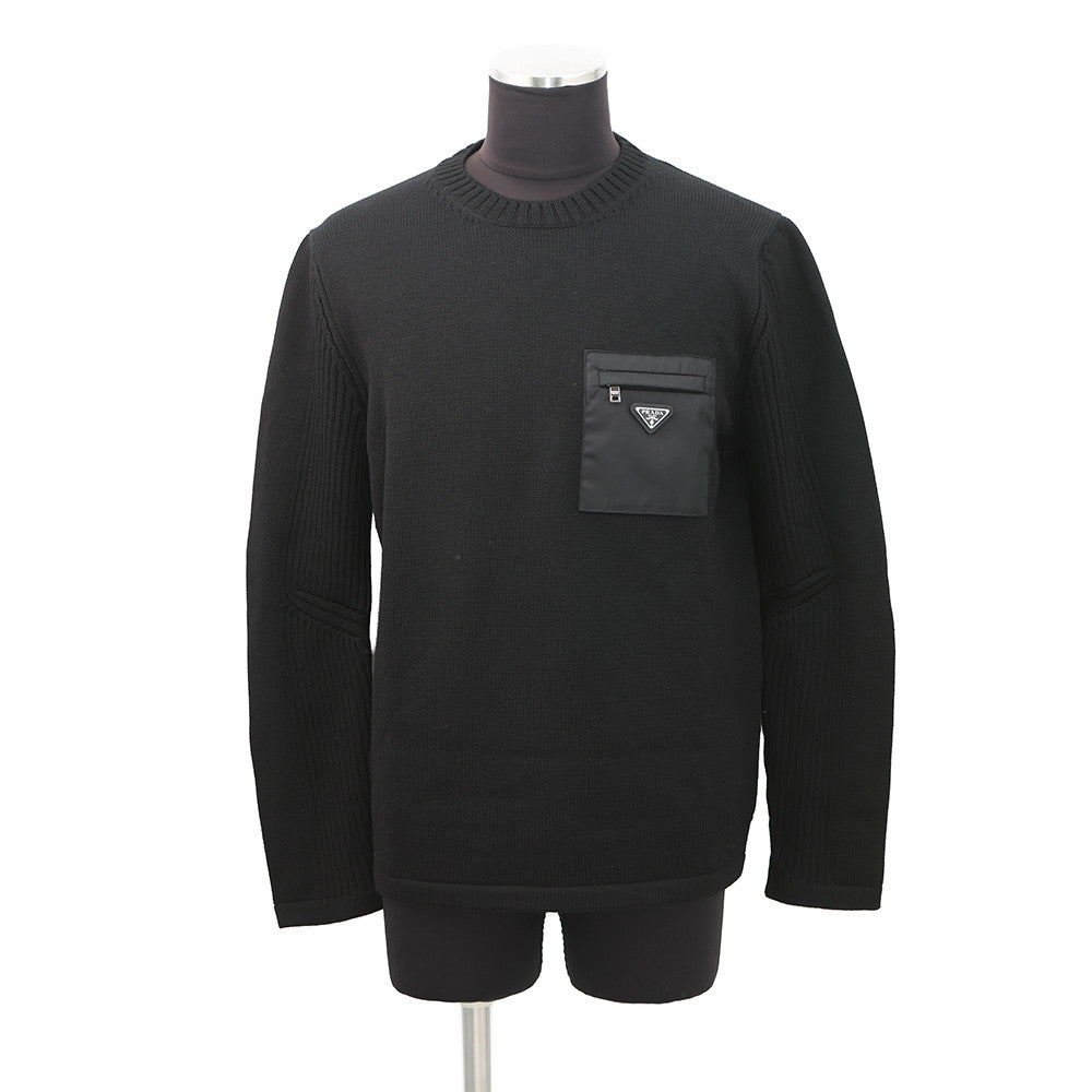 PRADA Triangle Logo Sweater Size 52 BlackUMB049_1W4X_F0002_S_202 Wool 100%