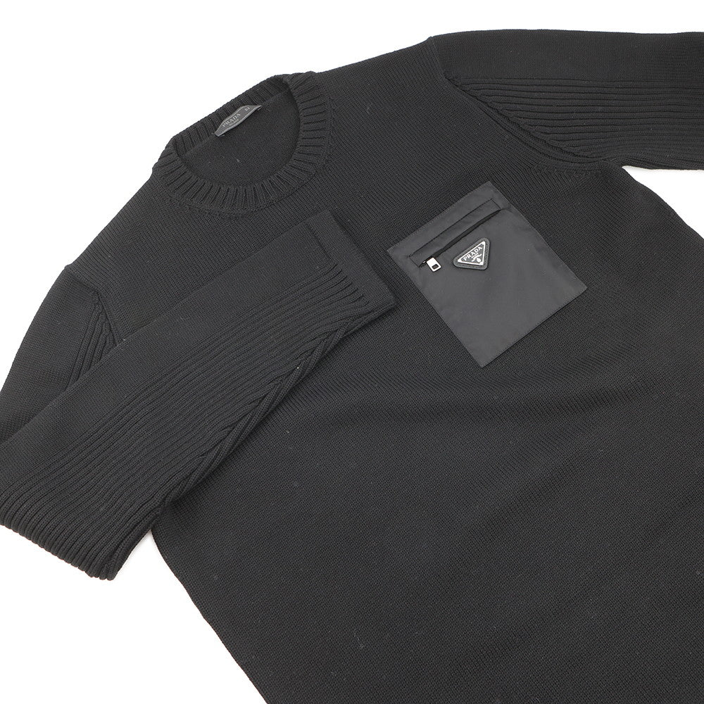 PRADA Triangle Logo Sweater Size 52 BlackUMB049_1W4X_F0002_S_202 Wool 100%