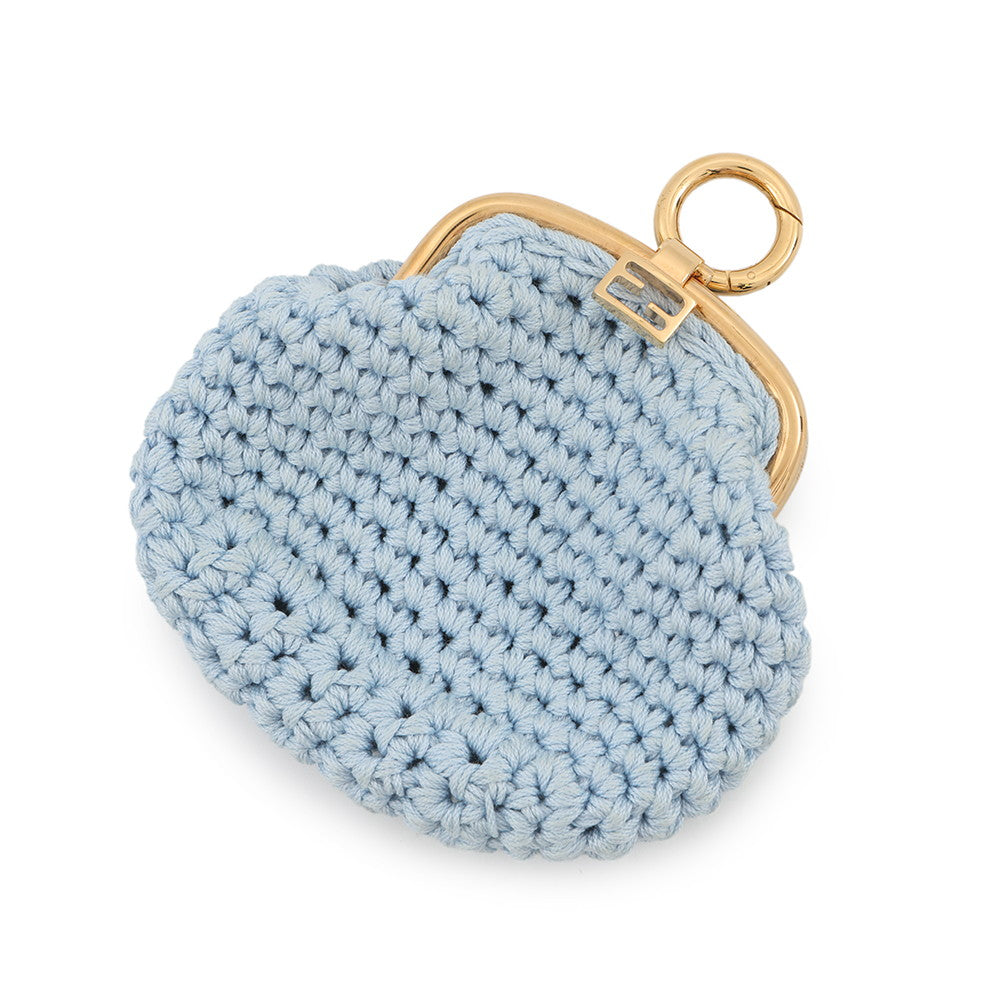 FENDI Kiss Lock Coin purse Light Blue8M0454 AFGX Cotton