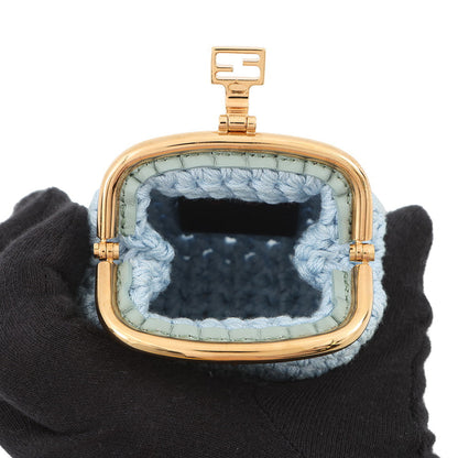FENDI Kiss Lock Coin purse Light Blue8M0454 AFGX Cotton