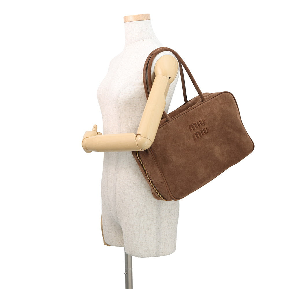 MIUMIU Bow Bag Cocoa Brown5BB117 suede Size 34