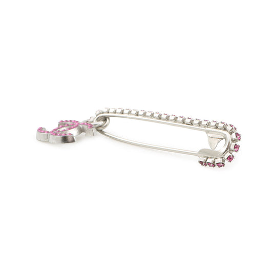 CHANEL CC Logo Rhinestone Brooch Pink/Silver Gold Plated Rhinestone