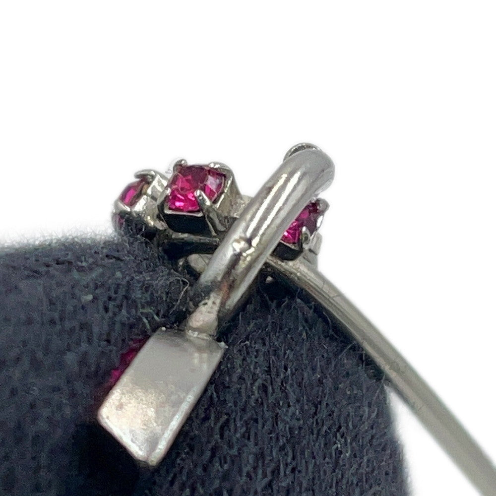 CHANEL CC Logo Rhinestone Brooch Pink/Silver Gold Plated Rhinestone