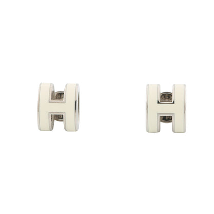 HERMES Pop Ash Earrings Size Mini White Gold Plated Lacquer