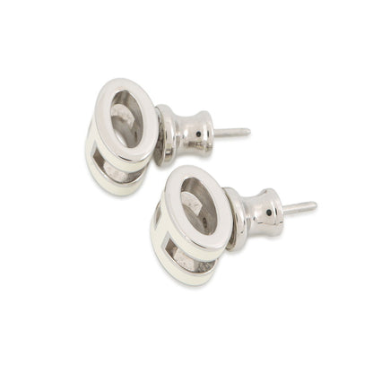 HERMES Pop Ash Earrings Size Mini White Gold Plated Lacquer