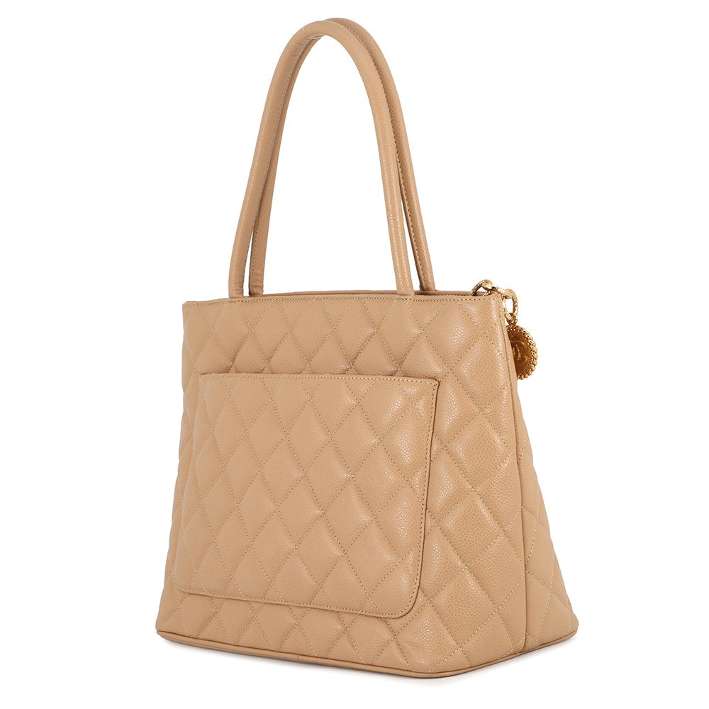 CHANEL Medallion Tote BeigeA01804 Caviar Leather