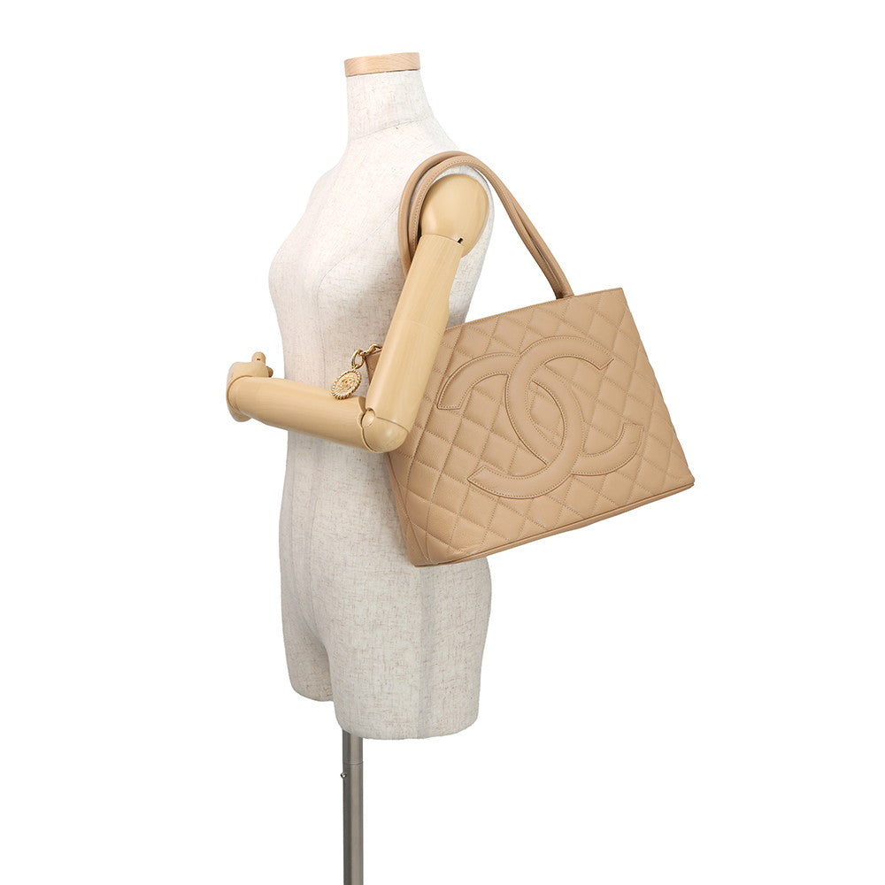 CHANEL Medallion Tote BeigeA01804 Caviar Leather