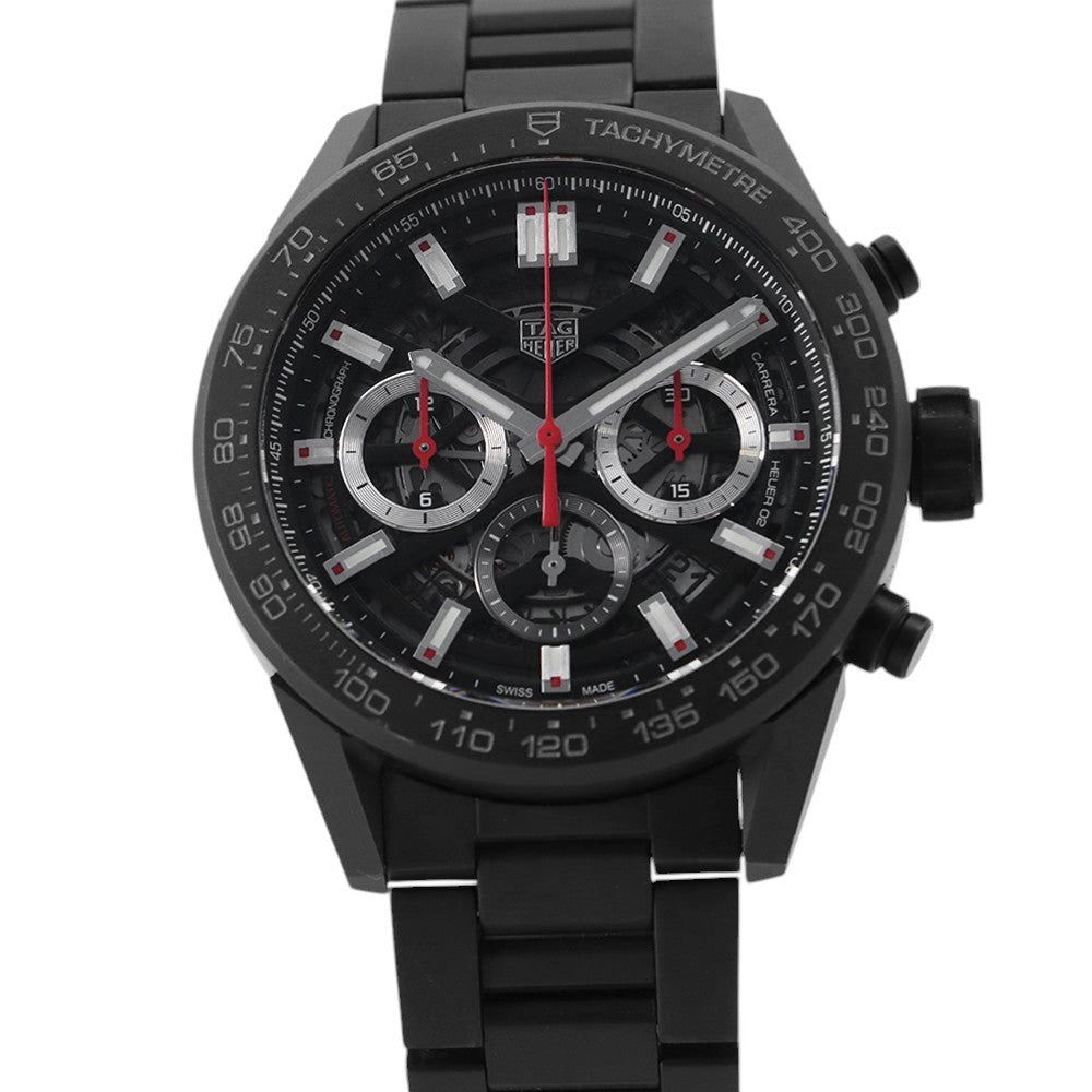 TAG HEUER Carrera Caliber Heuer 02 Chronograph W45mm Stainless Steel Ceramic Skeleton/Black DialCBG2A90.BH0653