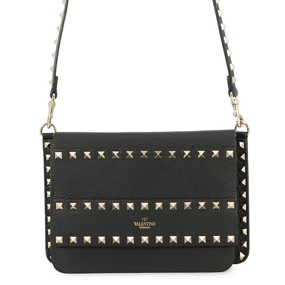 Valentino Garavani RockStudded Shoulder Bag BlackTW2B0E86YRK_0NO Leather Size Small
