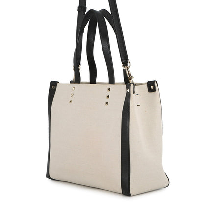 Valentino Garavani Studded 2WAYTote Bag White/BlackUW2B0H19FWB_EX9 Canvas Leather