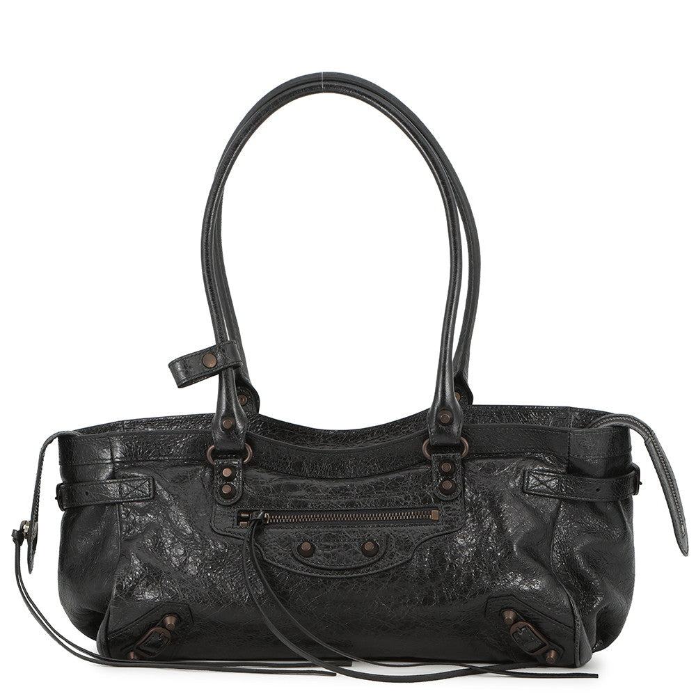 BALENCIAGA Lu City Shoulder Bag Black845704 1000 Leather