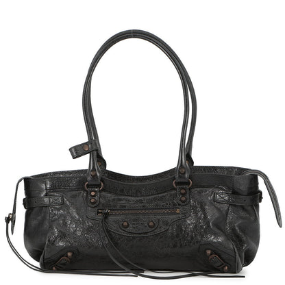 BALENCIAGA Lu City Shoulder Bag Black845704 1000 Leather