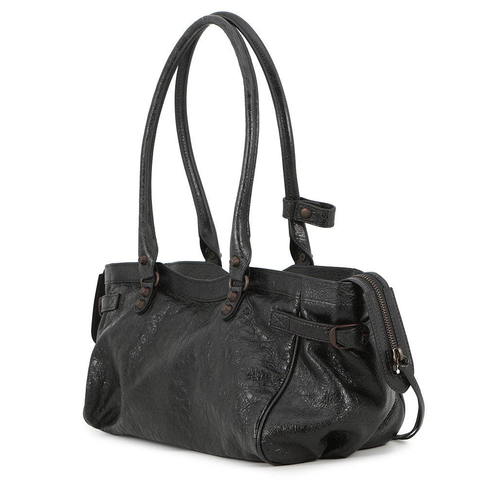 BALENCIAGA Lu City Shoulder Bag Black845704 1000 Leather