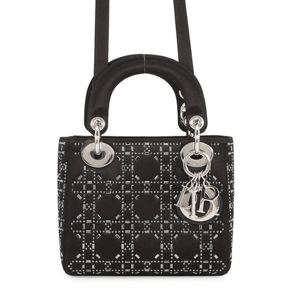 Dior Cannage Lady Dior 2-Way Handbag BlackM0500PRTC_M911 Satin Bijoux Size Mini