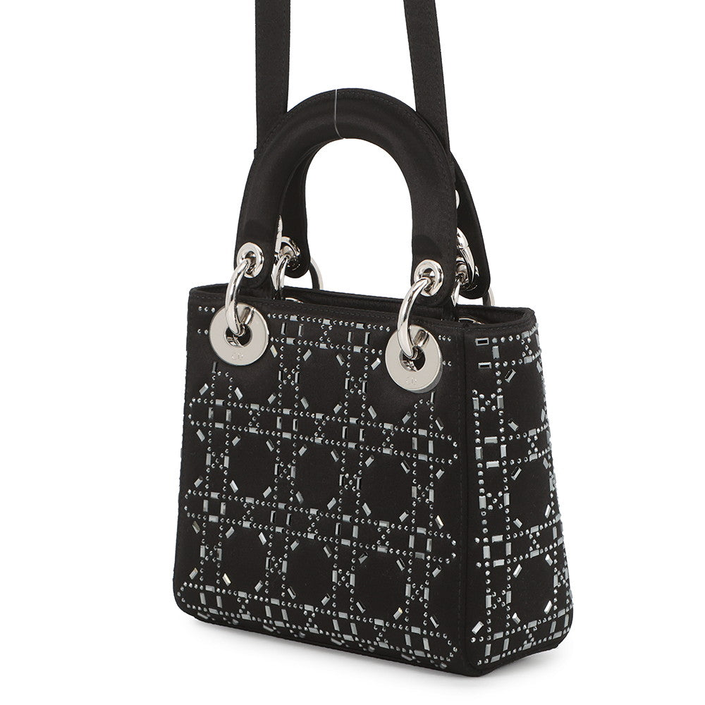 Dior Cannage Lady Dior 2-Way Handbag BlackM0500PRTC_M911 Satin Bijoux Size Mini