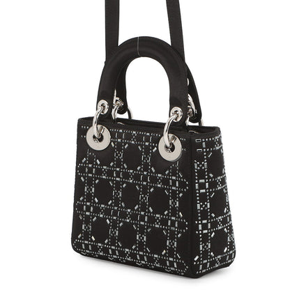 Dior Cannage Lady Dior 2-Way Handbag BlackM0500PRTC_M911 Satin Bijoux Size Mini