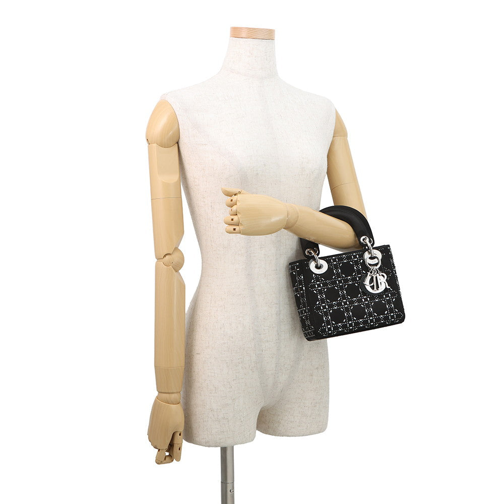 Dior Cannage Lady Dior 2-Way Handbag BlackM0500PRTC_M911 Satin Bijoux Size Mini