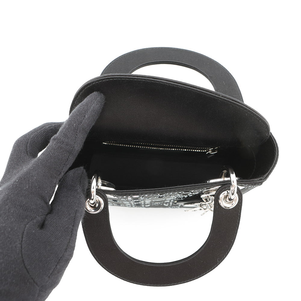 Dior Cannage Lady Dior 2-Way Handbag BlackM0500PRTC_M911 Satin Bijoux Size Mini