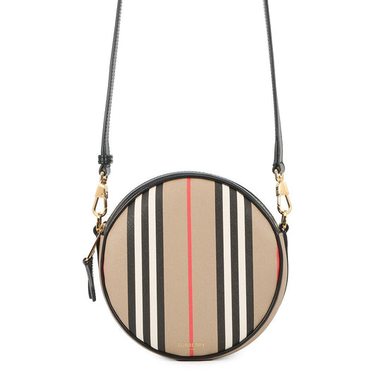 BURBERRY Icon Stripe Louise Shoulder Bag Beige/Black/White8051846 PVC Leather