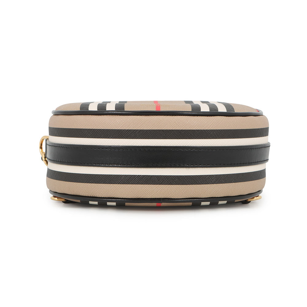 BURBERRY Icon Stripe Louise Shoulder Bag Beige/Black/White8051846 PVC Leather