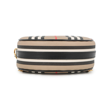 BURBERRY Icon Stripe Louise Shoulder Bag Beige/Black/White8051846 PVC Leather