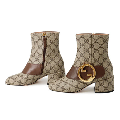 GUCCI Blondie EncreBoots Beige/Brown701706 GG Supreme Leather Size 35