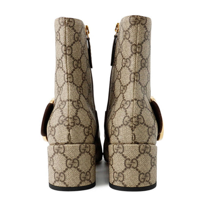 GUCCI Blondie EncreBoots Beige/Brown701706 GG Supreme Leather Size 35