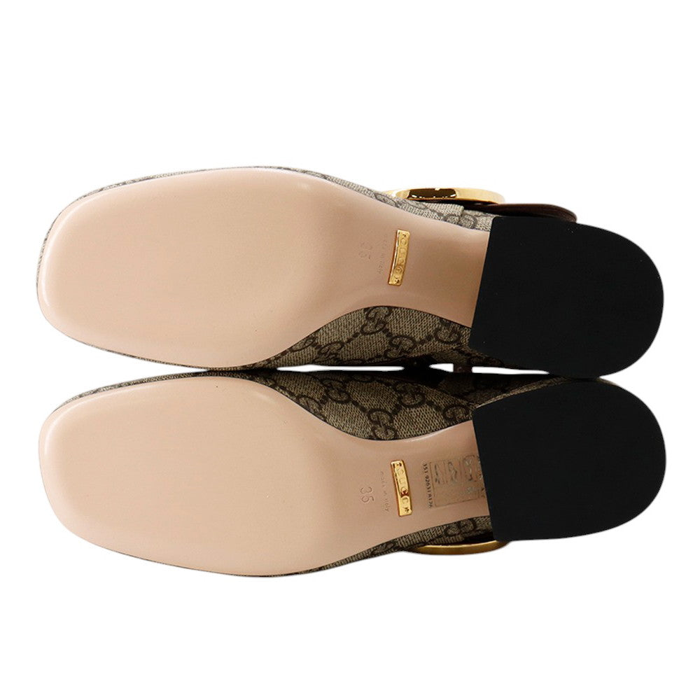 GUCCI Blondie EncreBoots Beige/Brown701706 GG Supreme Leather Size 35