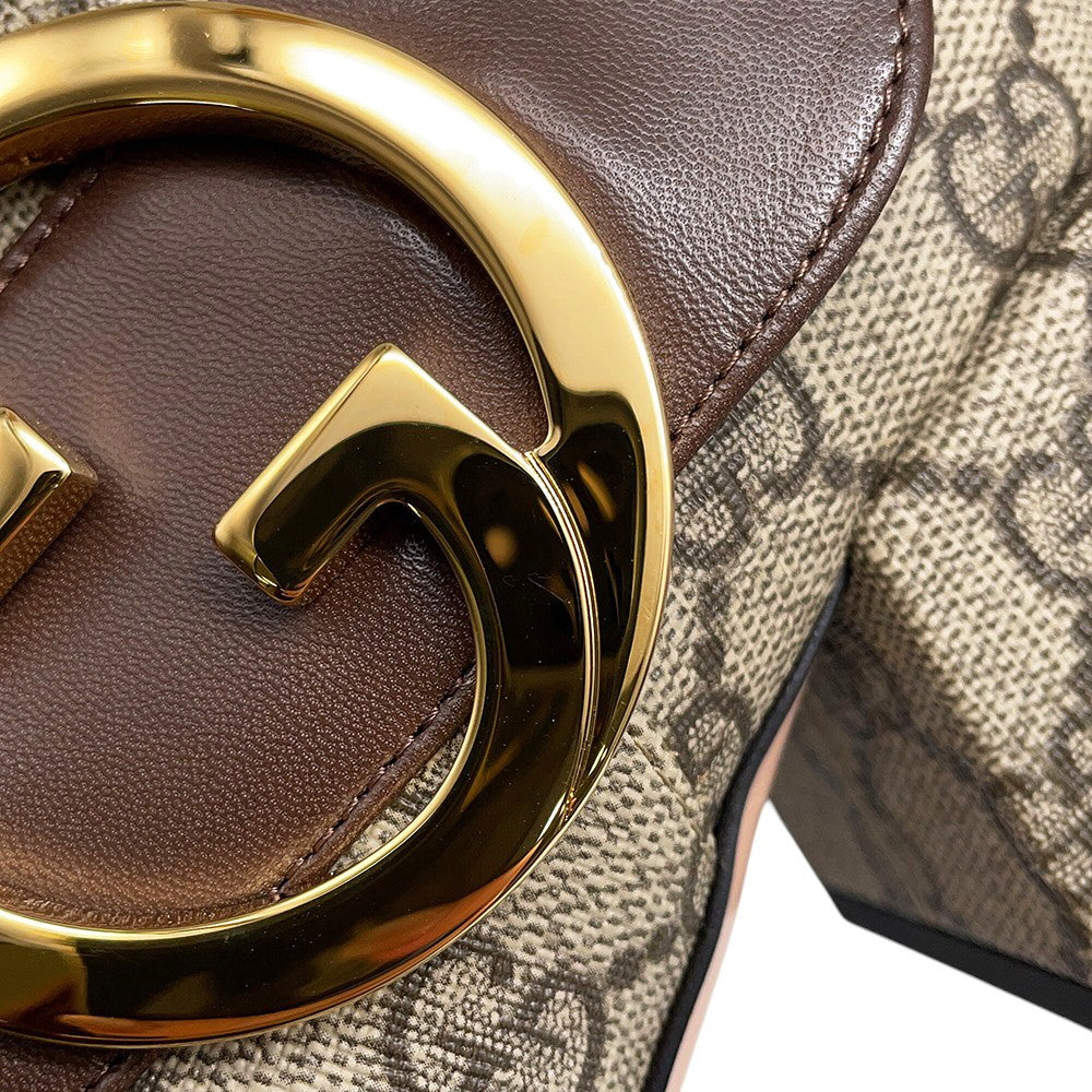 GUCCI Blondie EncreBoots Beige/Brown701706 GG Supreme Leather Size 35