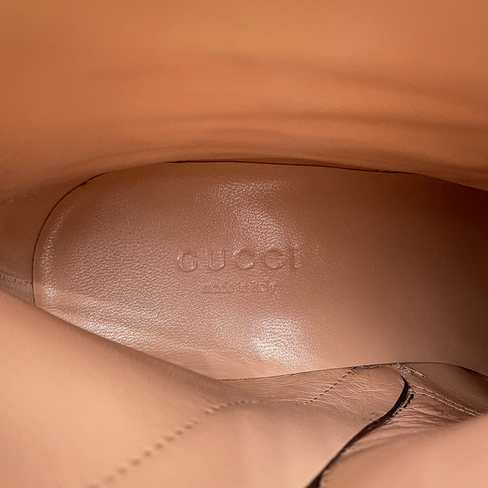 GUCCI Blondie EncreBoots Beige/Brown701706 GG Supreme Leather Size 35