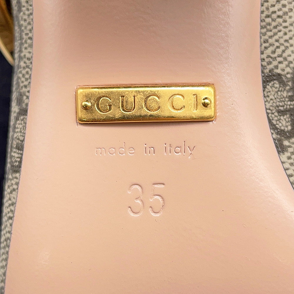 GUCCI Blondie EncreBoots Beige/Brown701706 GG Supreme Leather Size 35