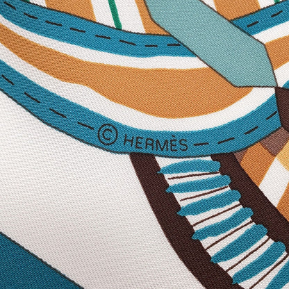 HERMES Carre Fancy saddle Size 90 Miel/Vert/Blanc003846S-04 Silk100%