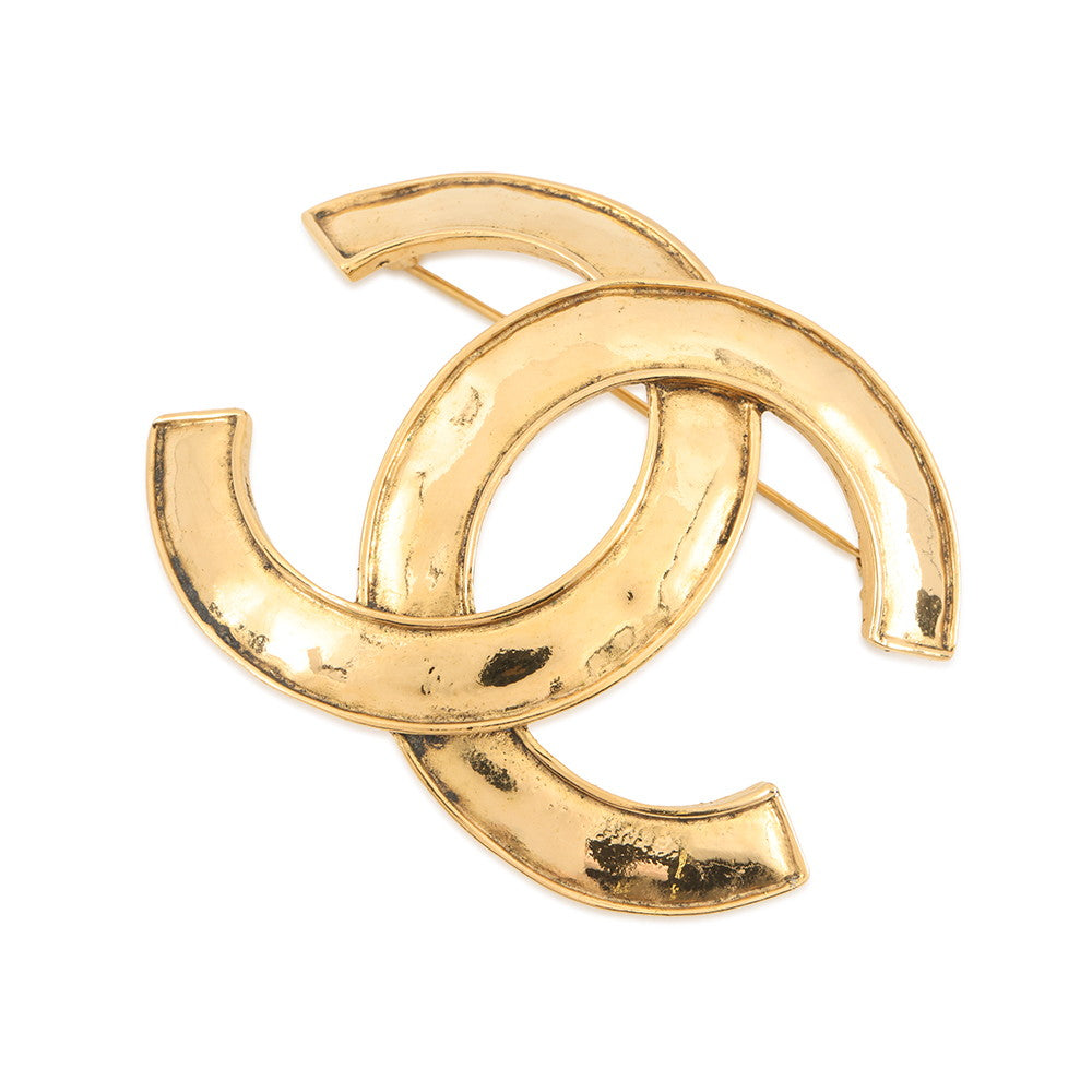 CHANEL CC Logo Brooch Gold Gold Plated