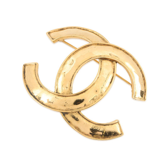 CHANEL CC Logo Brooch Gold Gold Plated