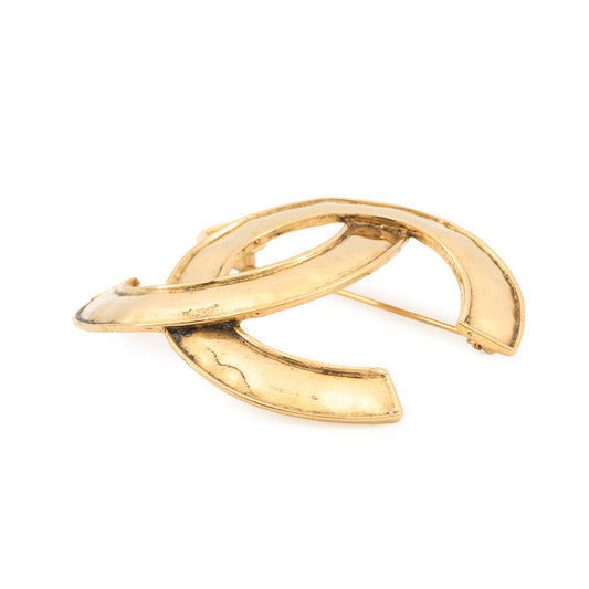 CHANEL CC Logo Brooch Gold Gold Plated