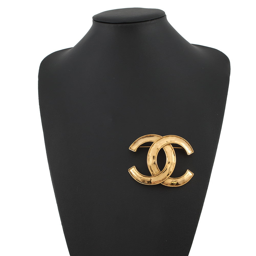 CHANEL CC Logo Brooch Gold Gold Plated