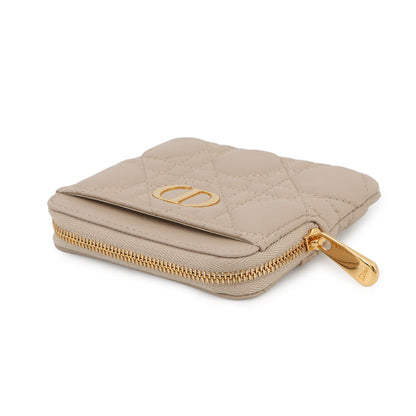 Dior Cannage Caro Lavender Wallet Coin Purse PowderBeigeS5177UWHC_M51U Calf Leather