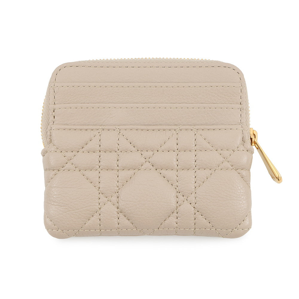 Dior Cannage Caro Lavender Wallet Coin Purse PowderBeigeS5177UWHC_M51U Calf Leather