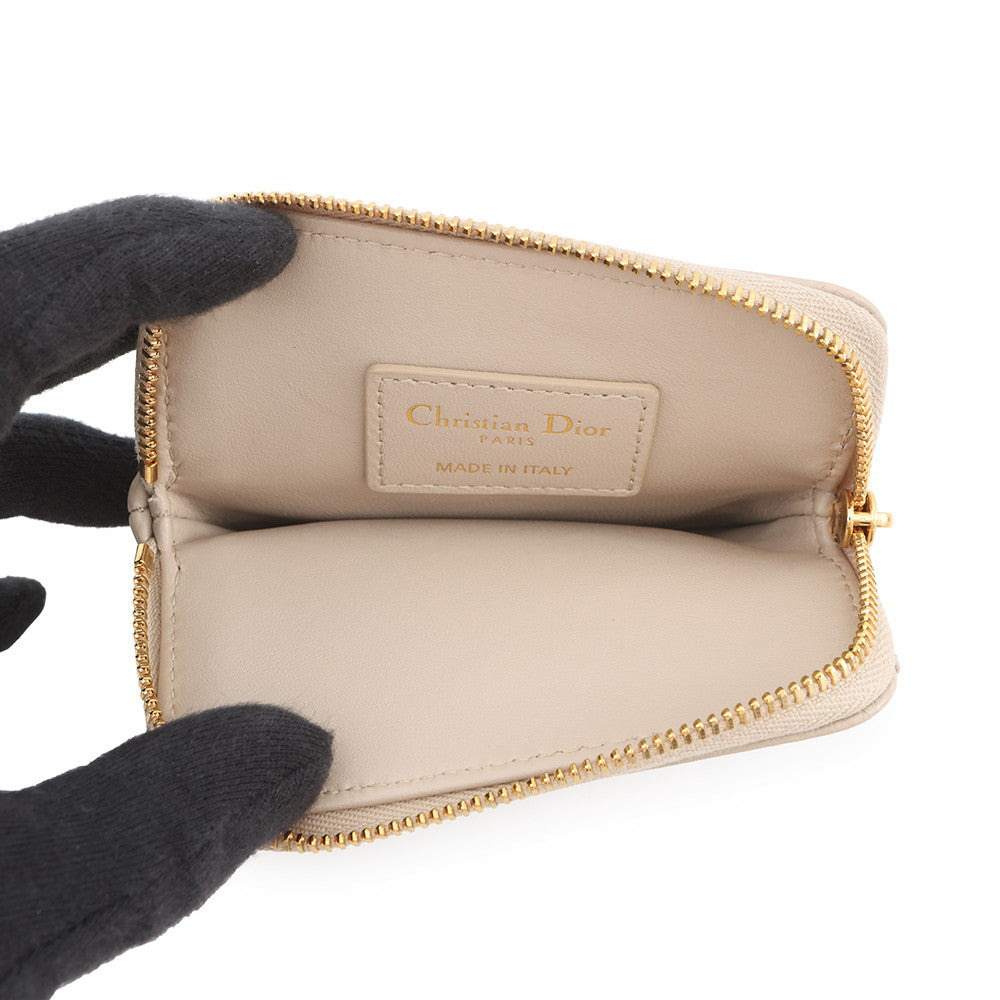 Dior Cannage Caro Lavender Wallet Coin Purse PowderBeigeS5177UWHC_M51U Calf Leather