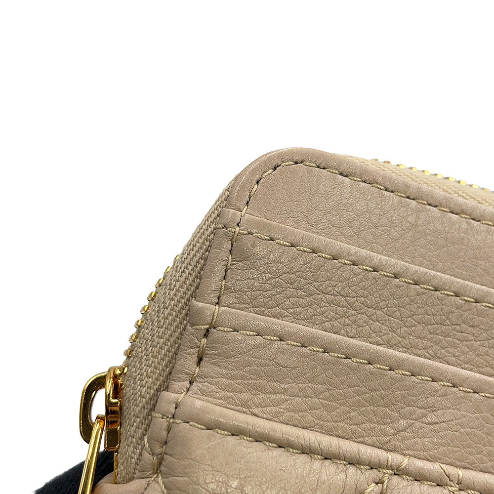 Dior Cannage Caro Lavender Wallet Coin Purse PowderBeigeS5177UWHC_M51U Calf Leather