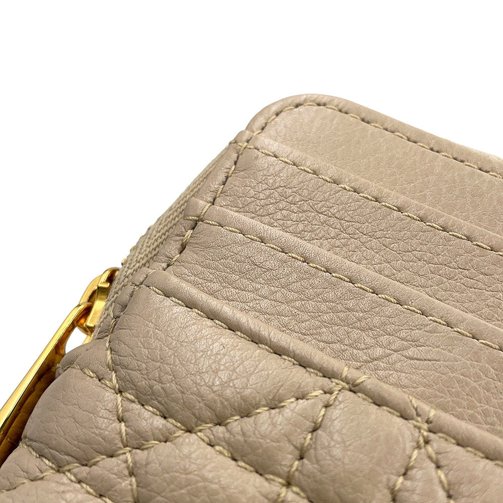 Dior Cannage Caro Lavender Wallet Coin Purse PowderBeigeS5177UWHC_M51U Calf Leather