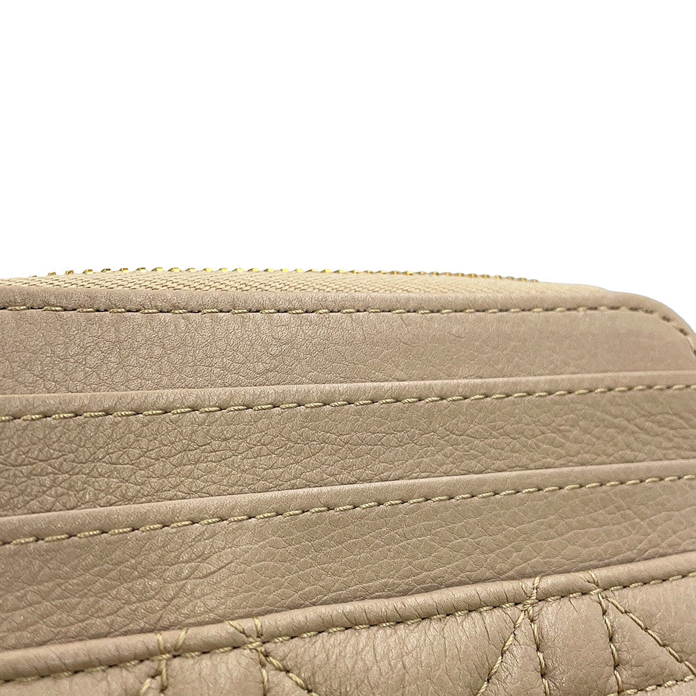 Dior Cannage Caro Lavender Wallet Coin Purse PowderBeigeS5177UWHC_M51U Calf Leather