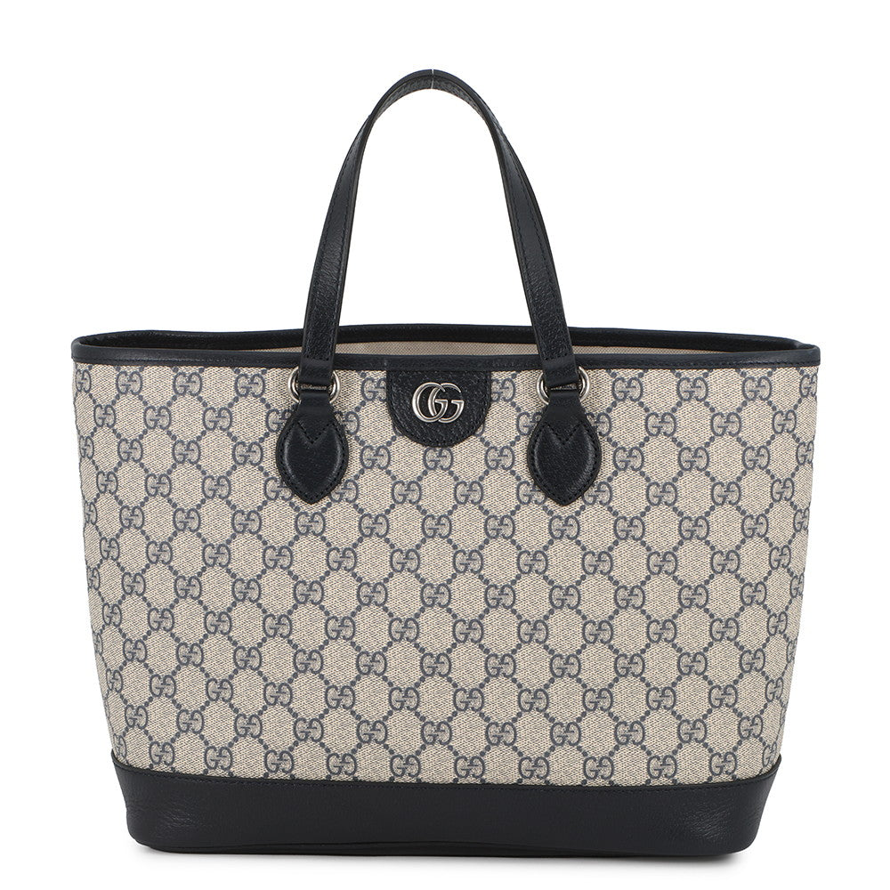 GUCCI 2WAY Tote Bag Beige/Black765043 GG Supreme Leather Size Small