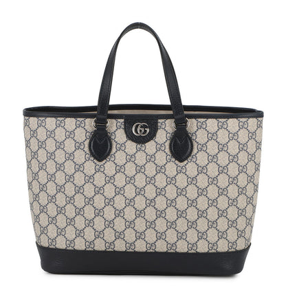 GUCCI 2WAY Tote Bag Beige/Black765043 GG Supreme Leather Size Small